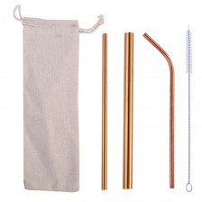 4 Pack Stainless Steel Straw Set With Pouch Brush